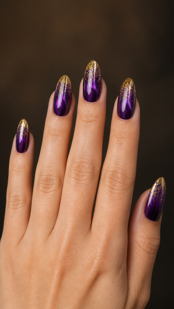 Purple Chrome Ombré with Gold Flecks