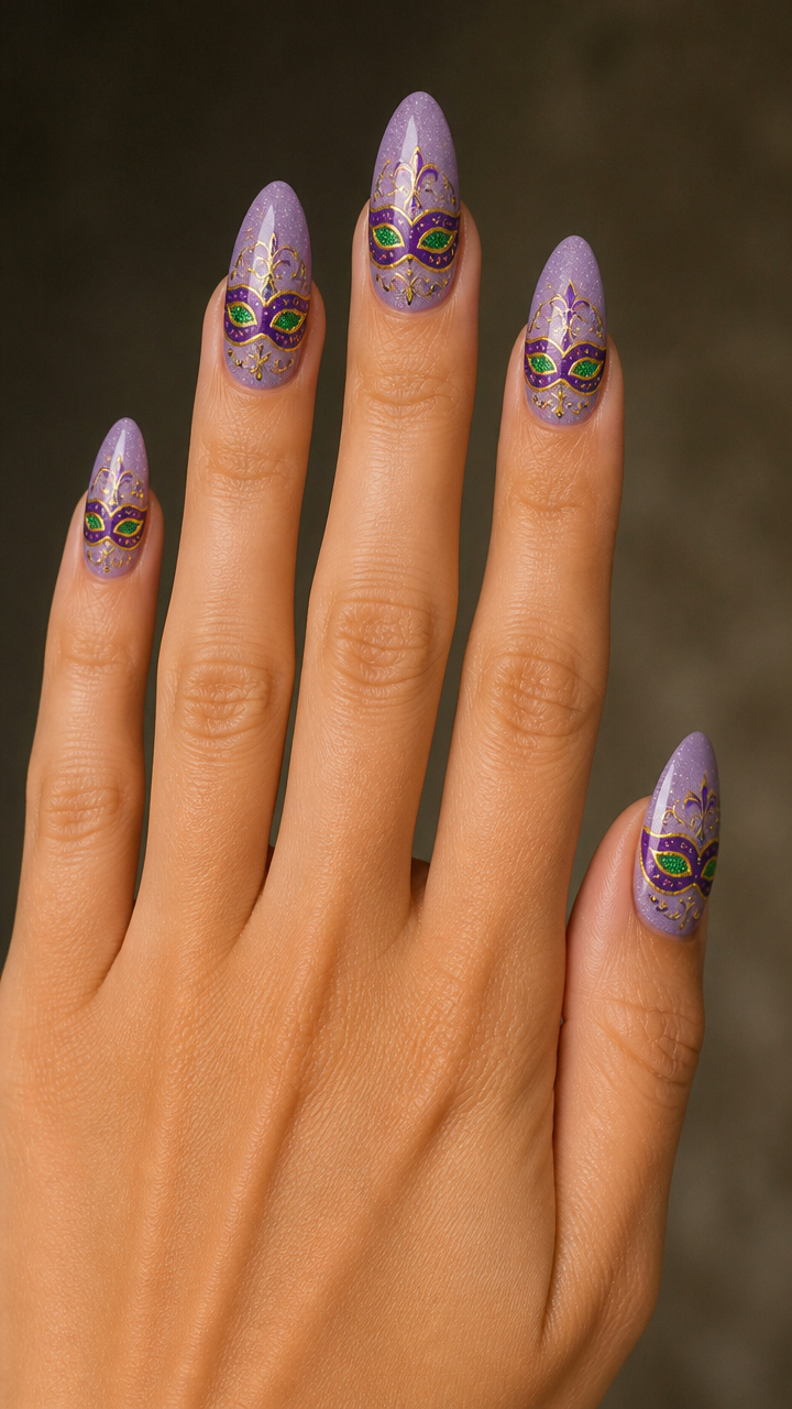 Mini Mardi Gras Mask Art with Glitter Fill