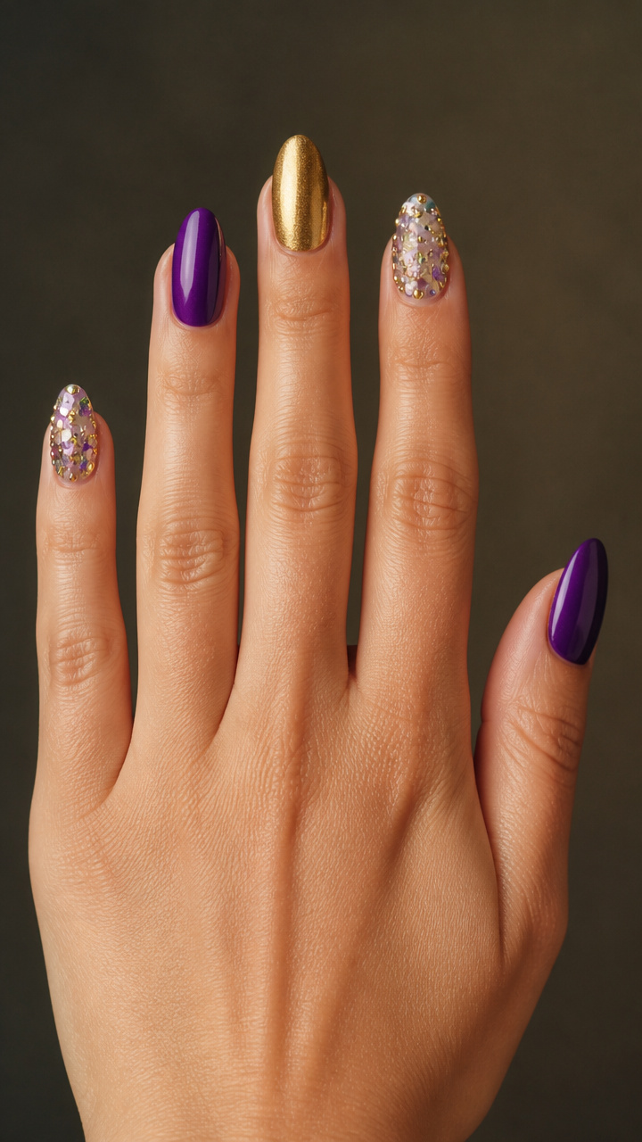 Mini Bead and Sequin Accent Nails