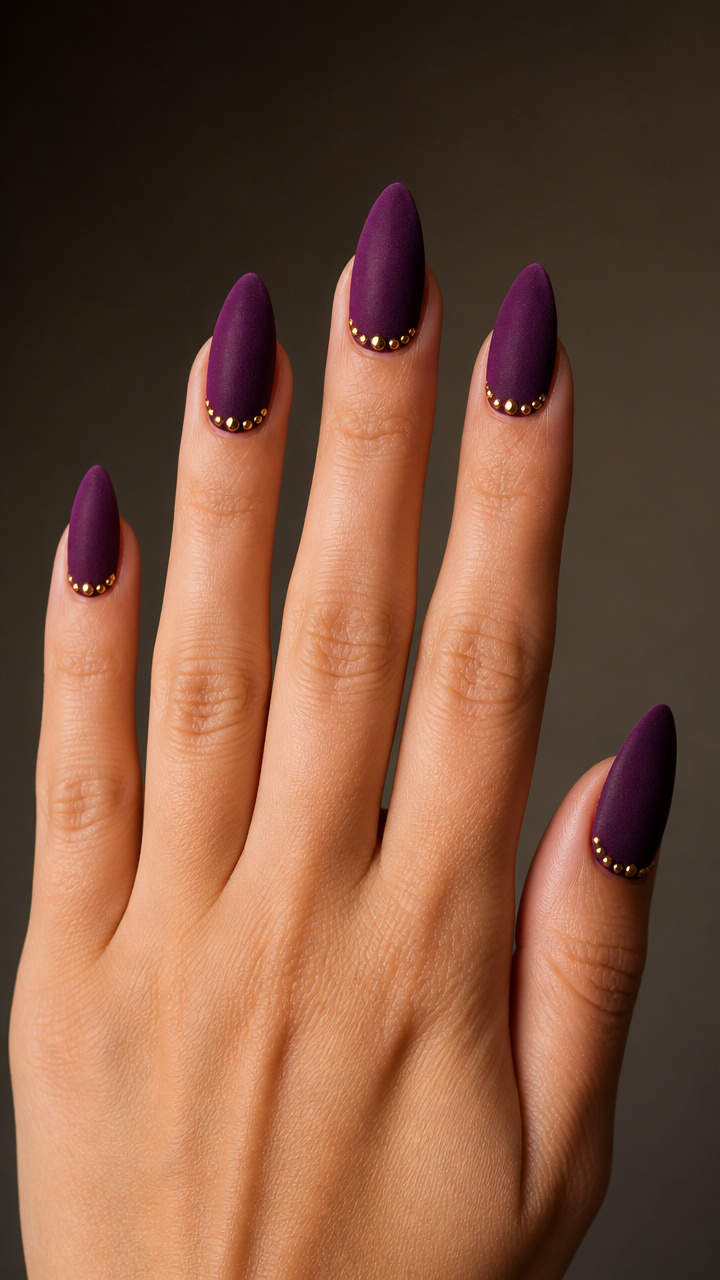 Purple Velvet Finish with Gold Studs