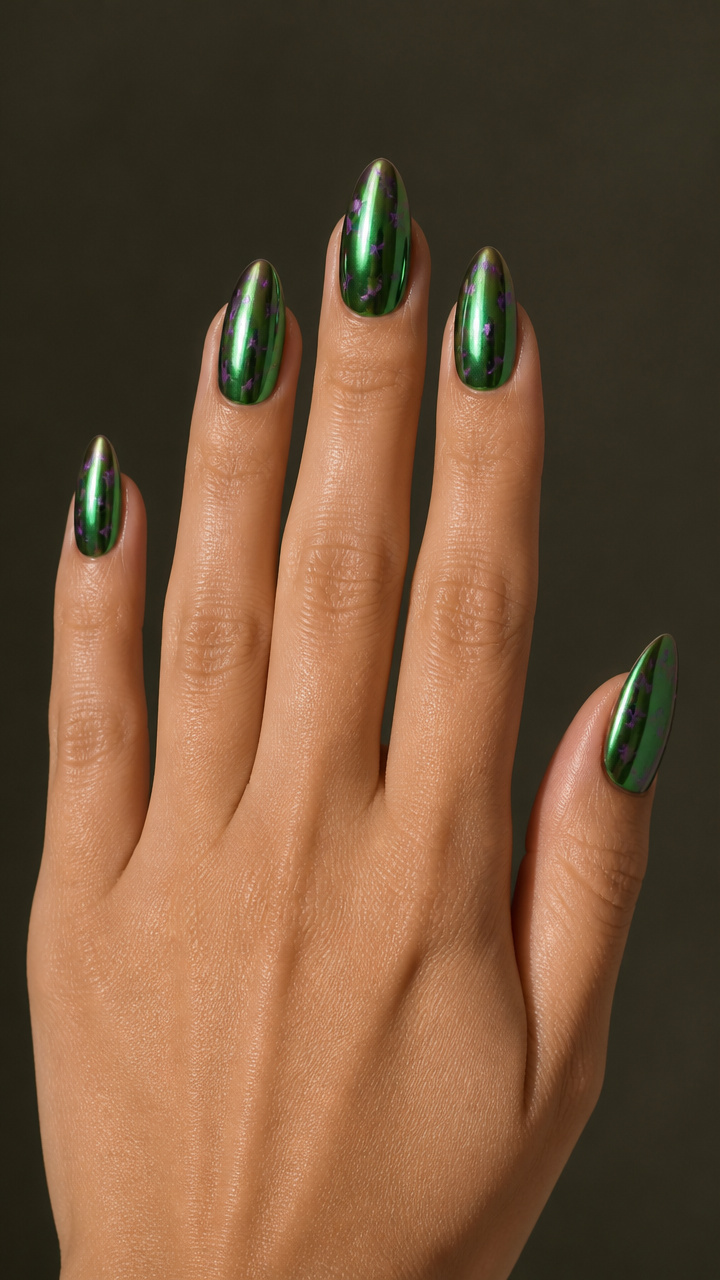 Green Chrome with Purple Micro-Stars