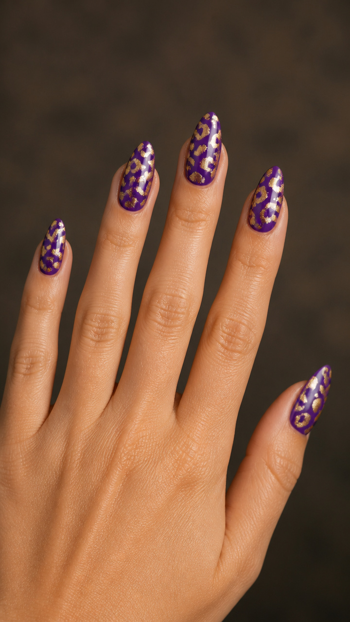 Purple and Gold Leopard Print