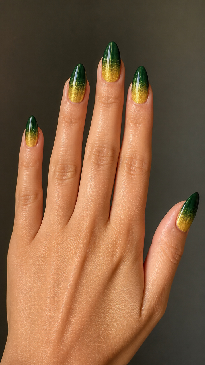 Emerald Ombré with Green-to-Gold Gradient