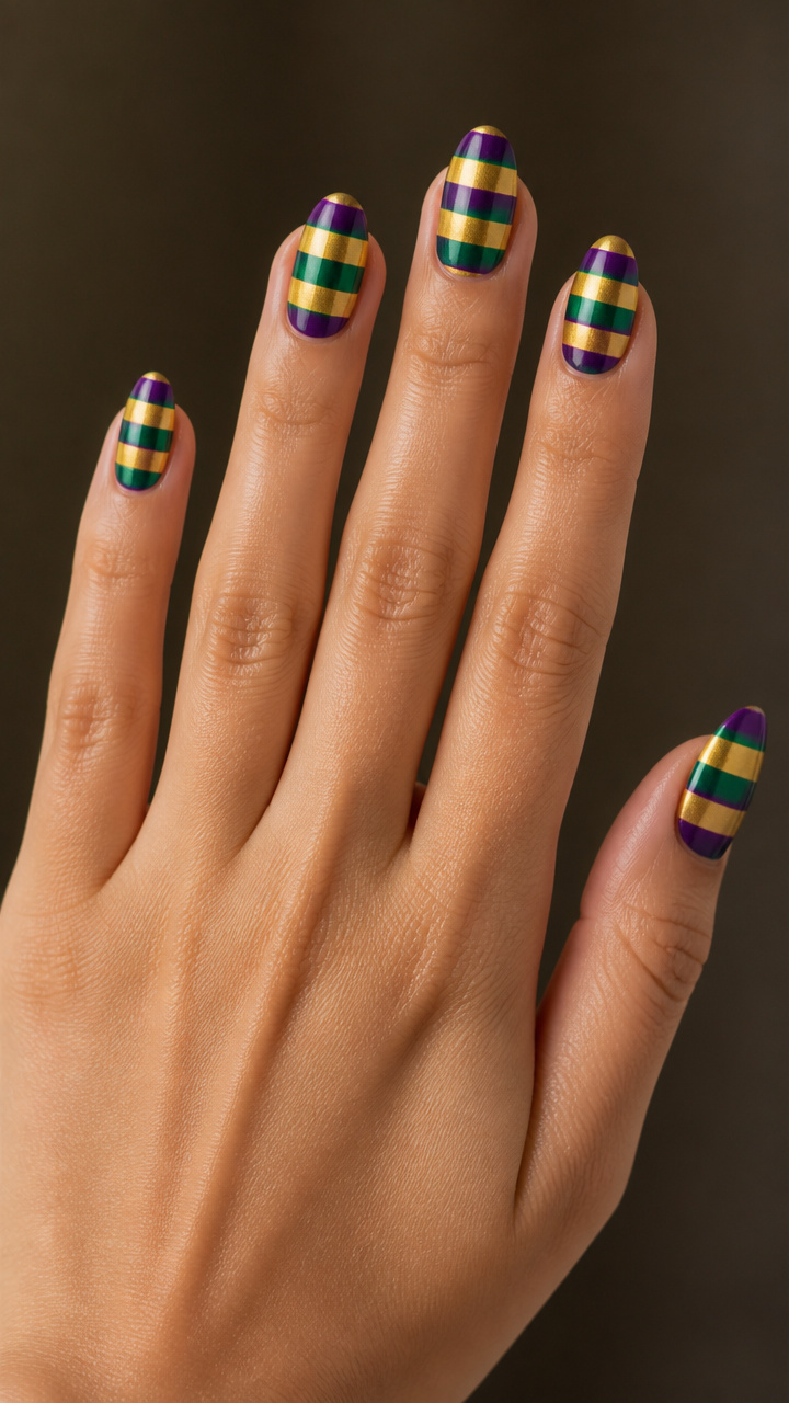 Jazz Band-Inspired Stripes in Purple, Green, and Gold