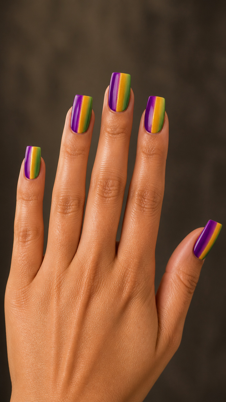 Mardi Gras Ombre Flag Sides