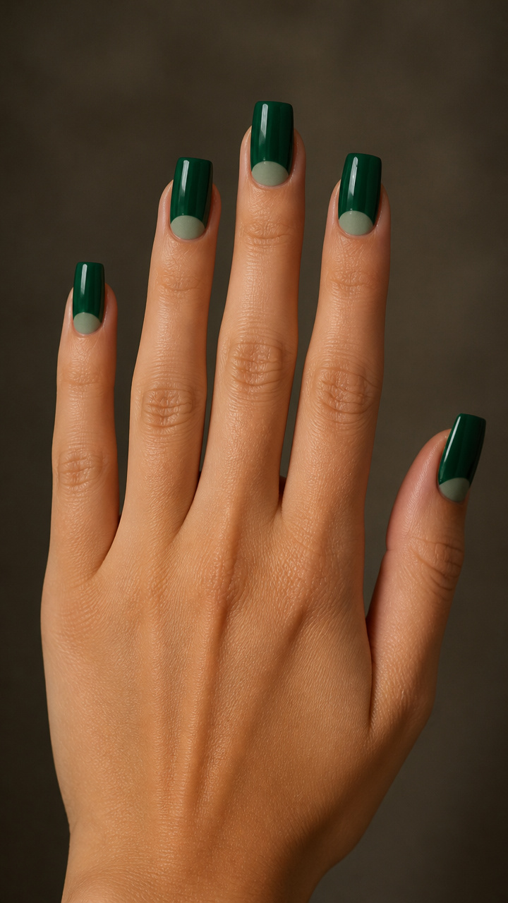 Frosted Emerald Half-Moon Design