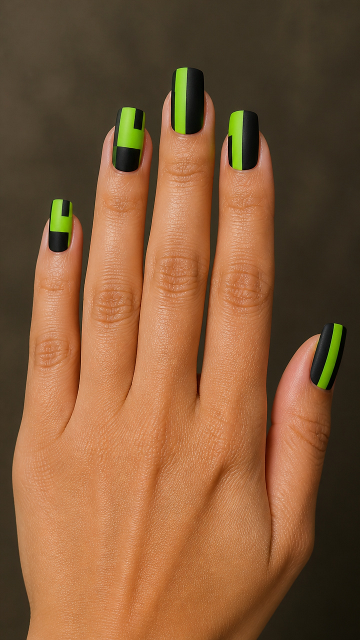 Matte Black and Neon Green Stripes