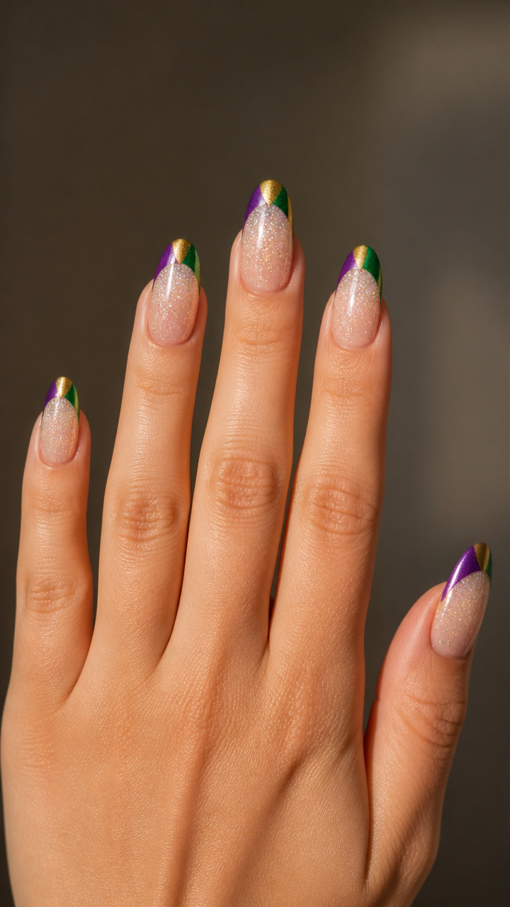 Glitter Gradient French with Colorful Tips