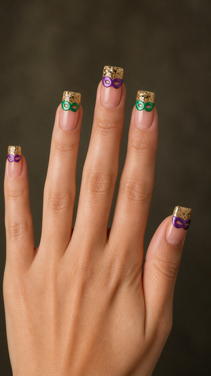 Mini Mask Charms on Gold Tips