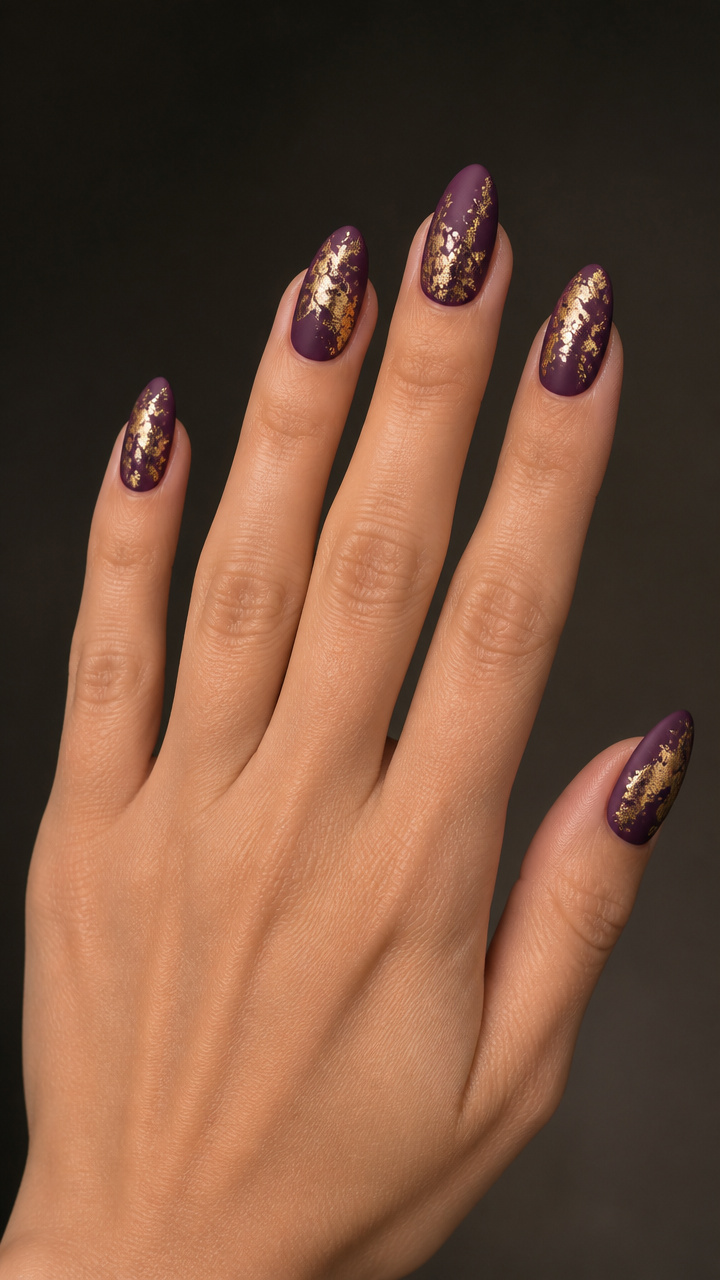 Gold Foil Accents on Deep Plum Matte Base