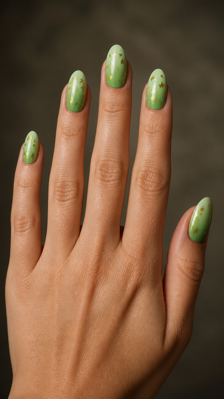 Green Ombré with Gold Star Confetti