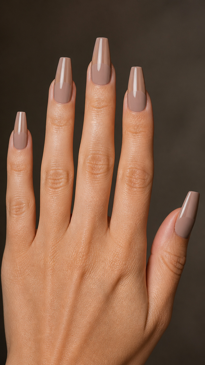 Taupe Coffin with Glossy Top Half