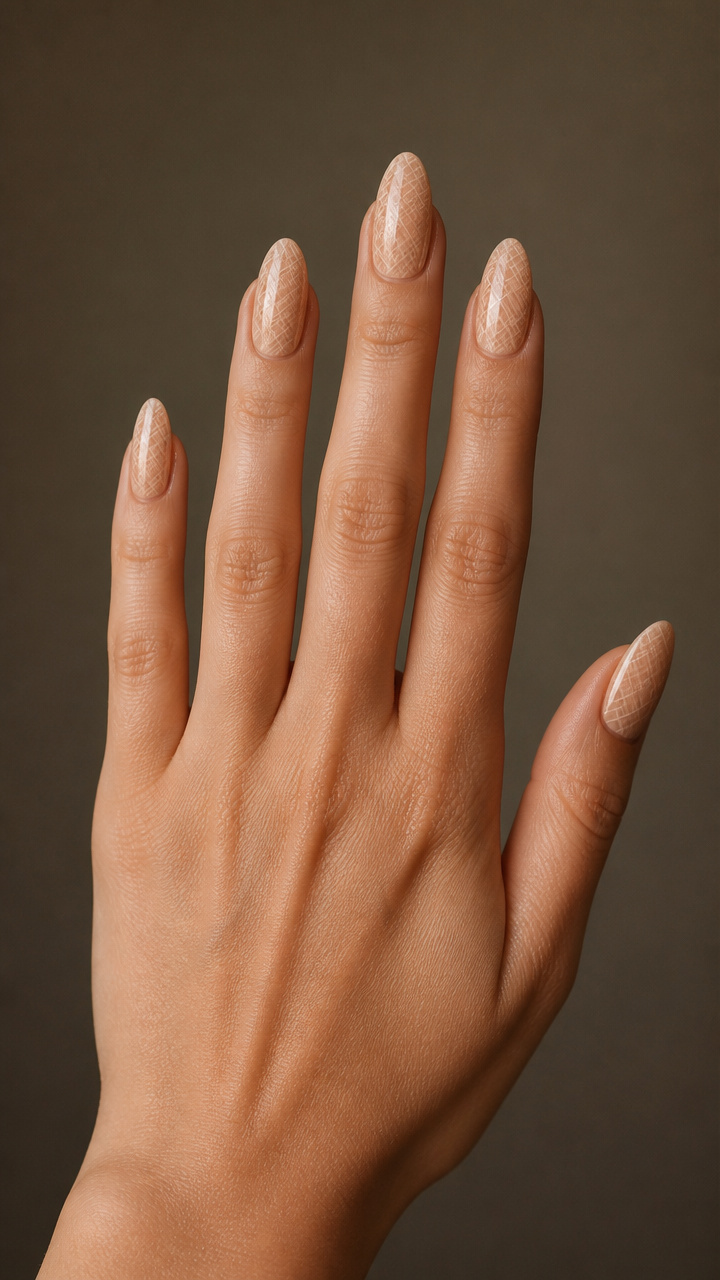 Nude Beige with Delicate Crosshatch Etching
