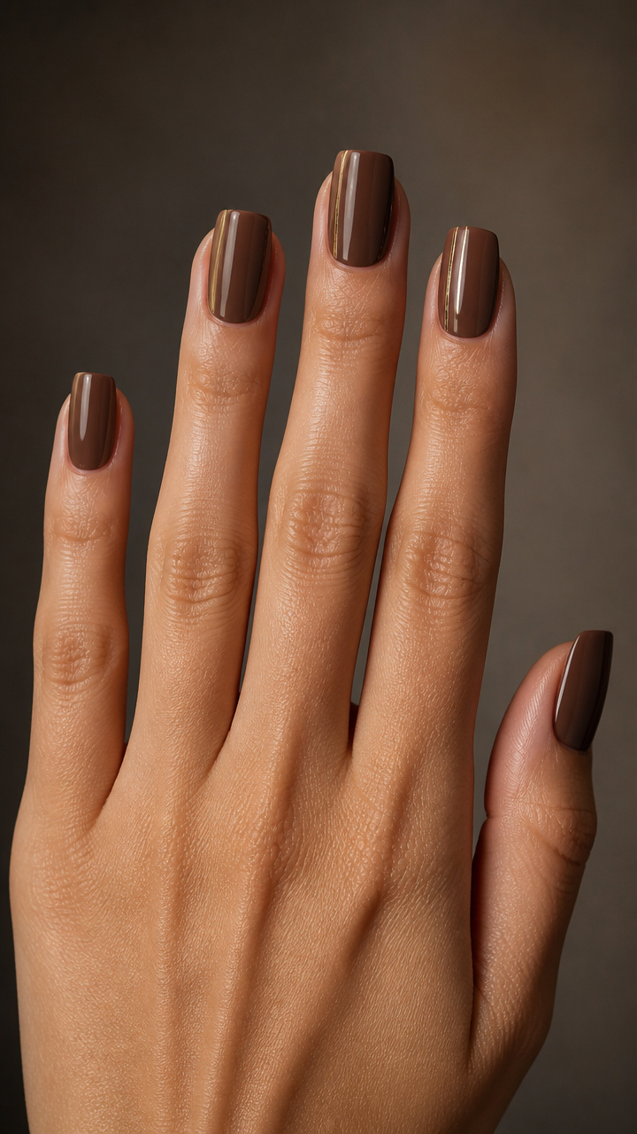 Mocha Brown Square with Minimalist Striping