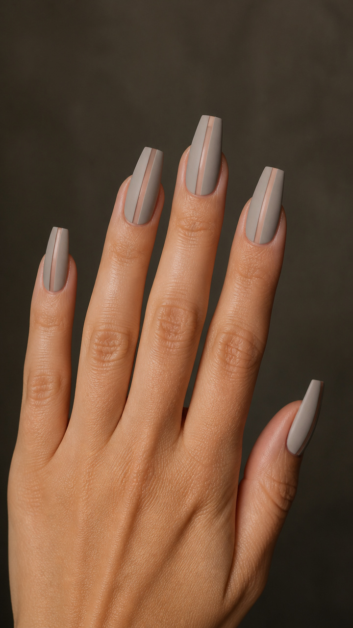 Greige Coffin with Negative Space Stripe