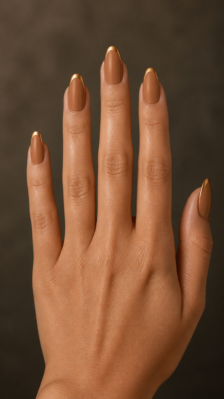 Warm Camel with Matte Top and Gold Cuff