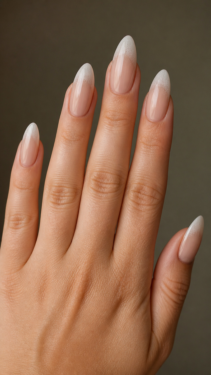 Warm Beige Almond with Frosted Tips