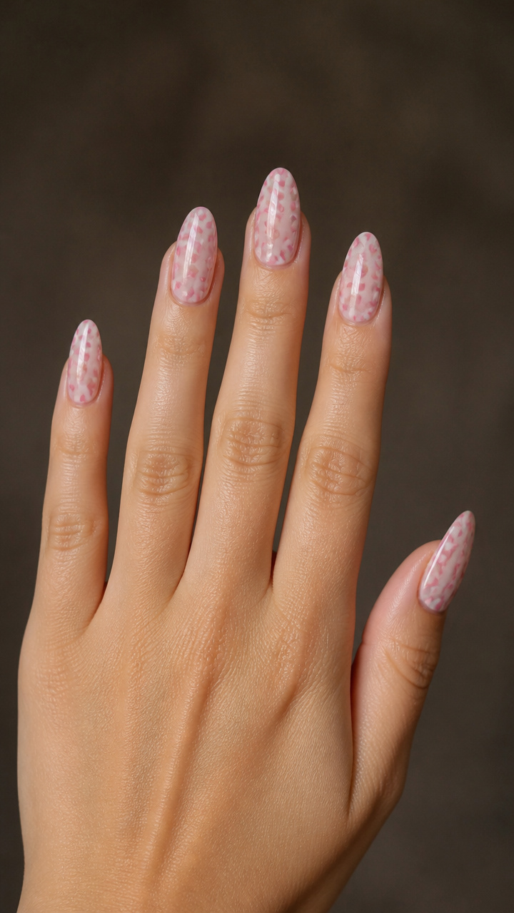 Pink Leopard Print on Sheer Nude Base