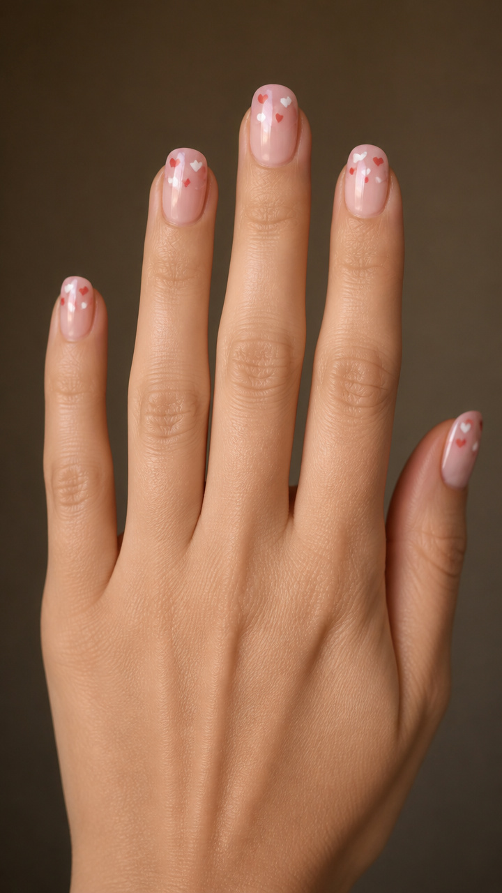 Candyfloss Pink Tips with Tiny Heart Confetti