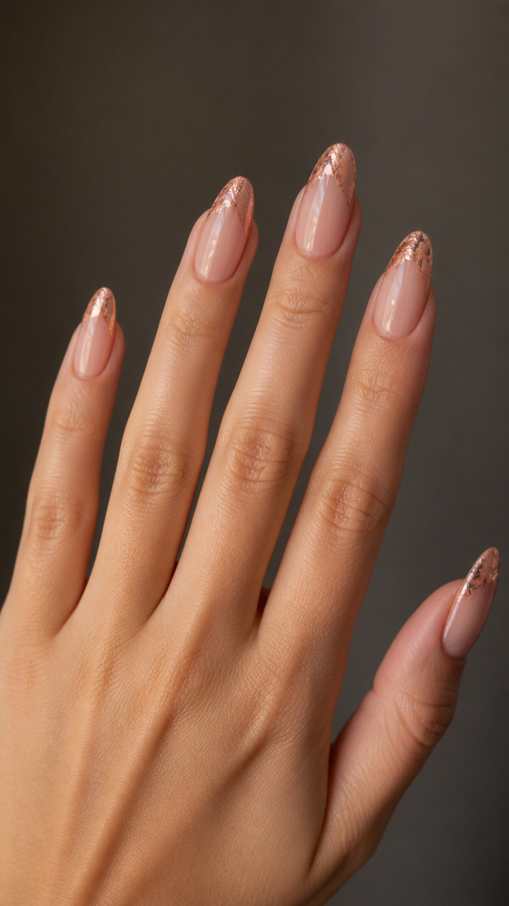Rose Gold Foil French Tips