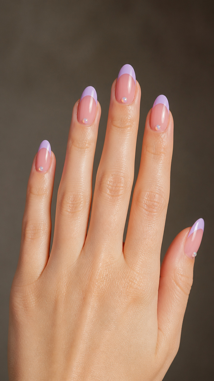 Lavender-Infused Pink Tips with Moonstone Accents