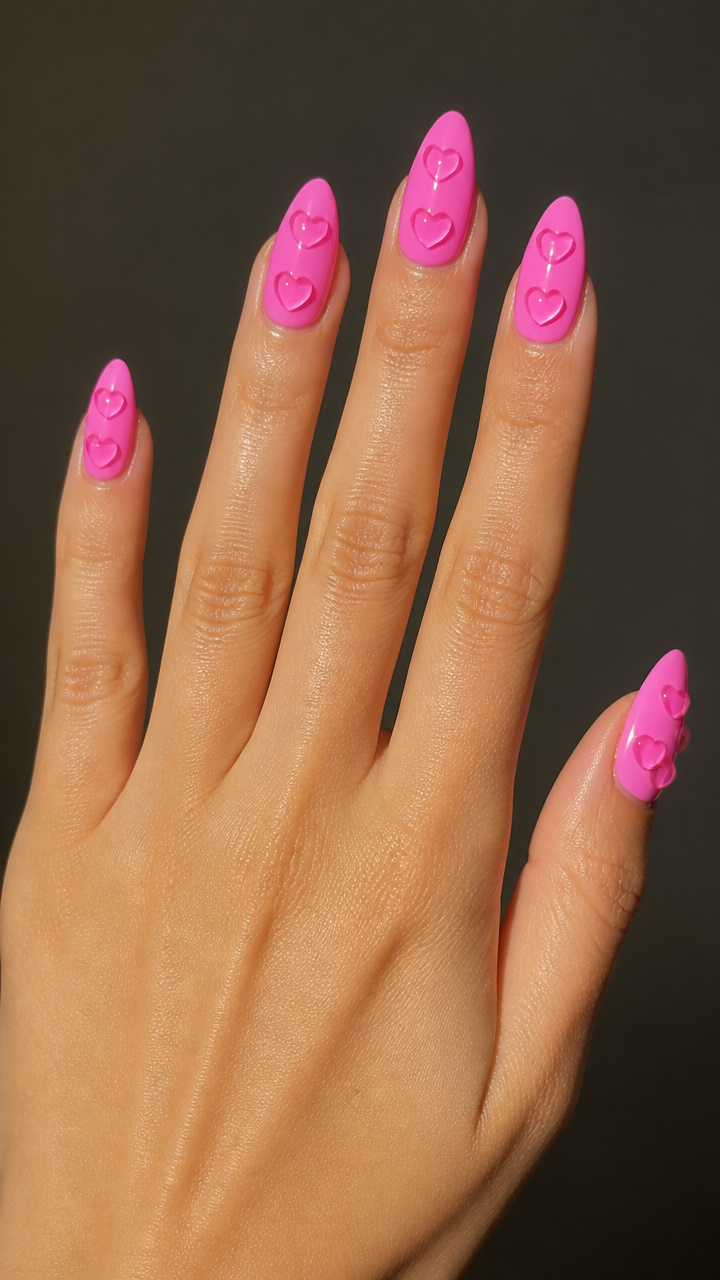 Bubblegum Pink with 3D Jelly Hearts