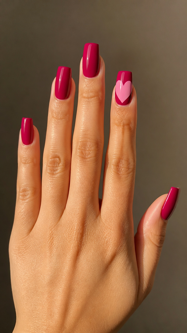 Glossy Magenta with Single Oversized Heart