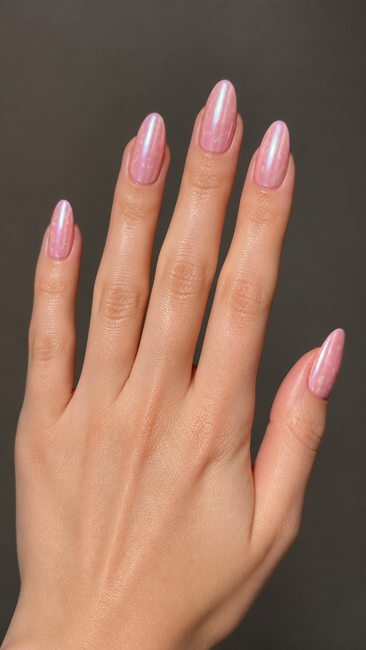 Icy Pink Chrome with Micro Heart Stamp