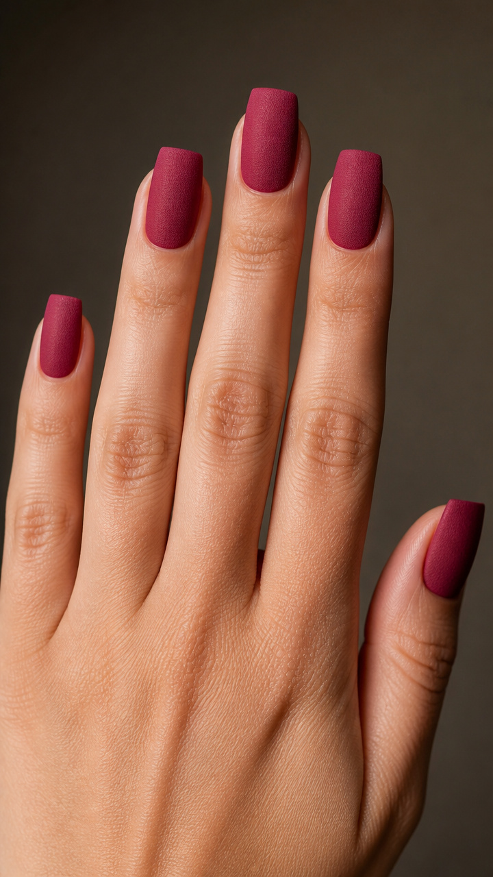 Frosted Berry Matte Manicure