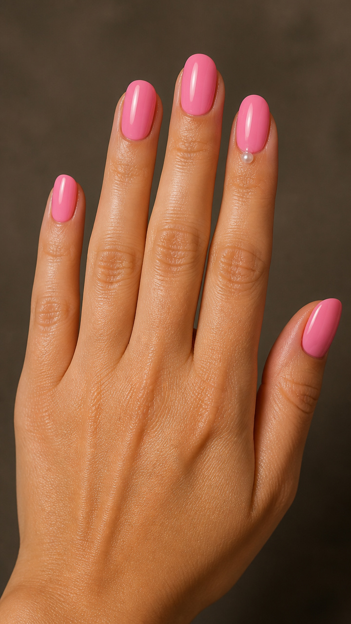 Bubblegum Pink with Tiny Pearl Studs