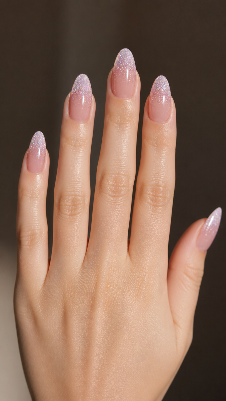 Glitter Ombré on Rose Quartz Base