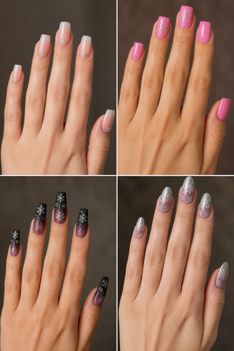 15 Pink Snowflake Nail Ideas