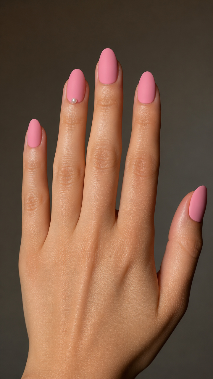 Matte Bubblegum Pink with Pearl Detail