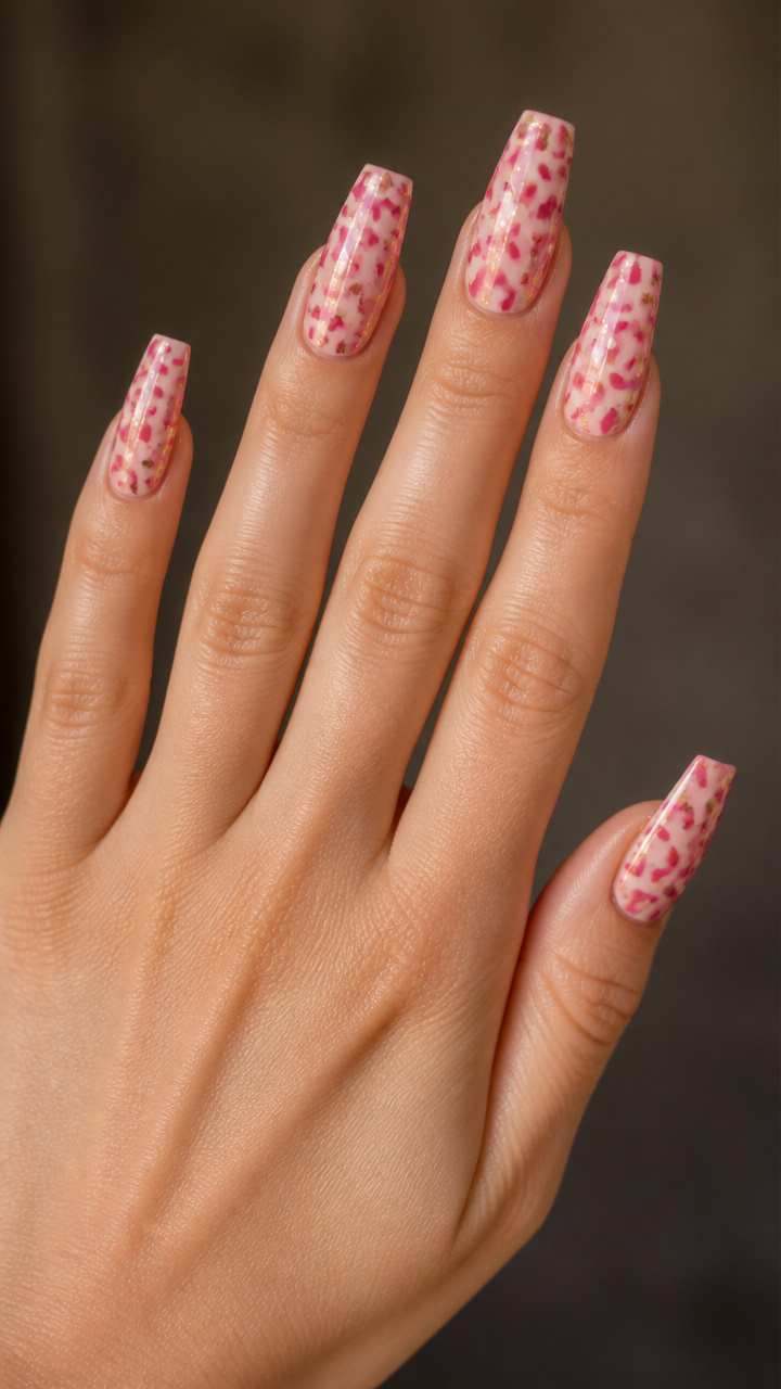 Pink Leopard Print with Gold Flecks