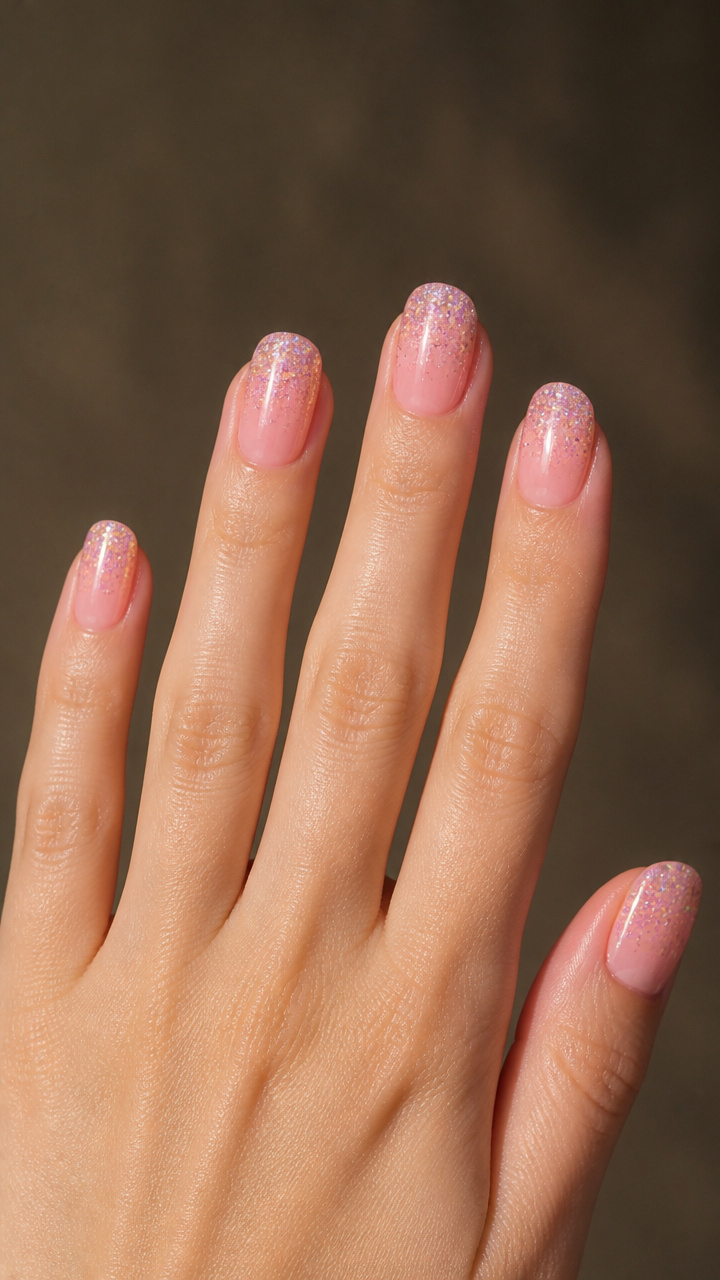 Glitter Gradient Over Cotton Candy Base