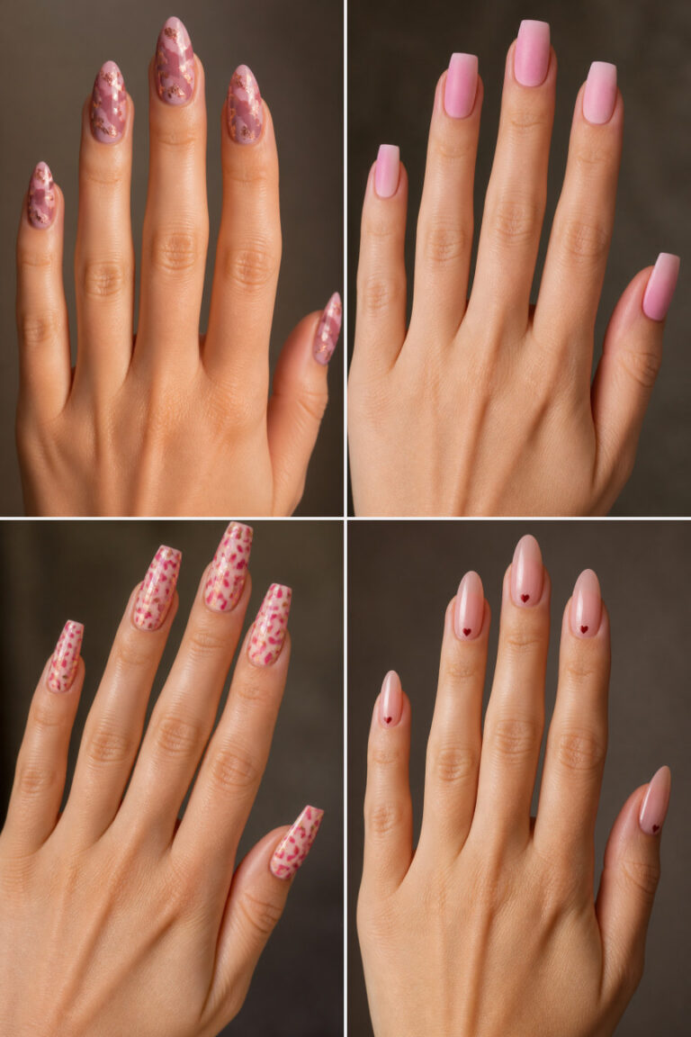 15 Pink Valentine’s Acrylic Nail Designs