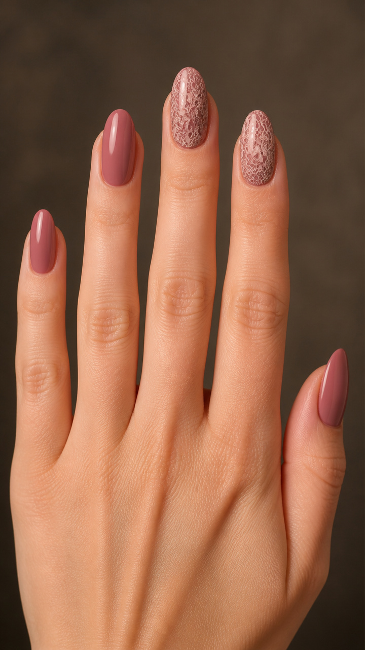 Dusty Rose with Lace Decals