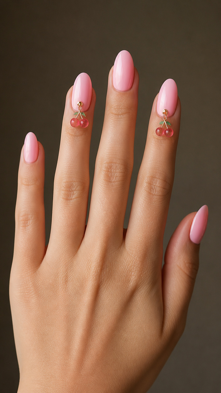 Pastel Pink with Cherry Charms