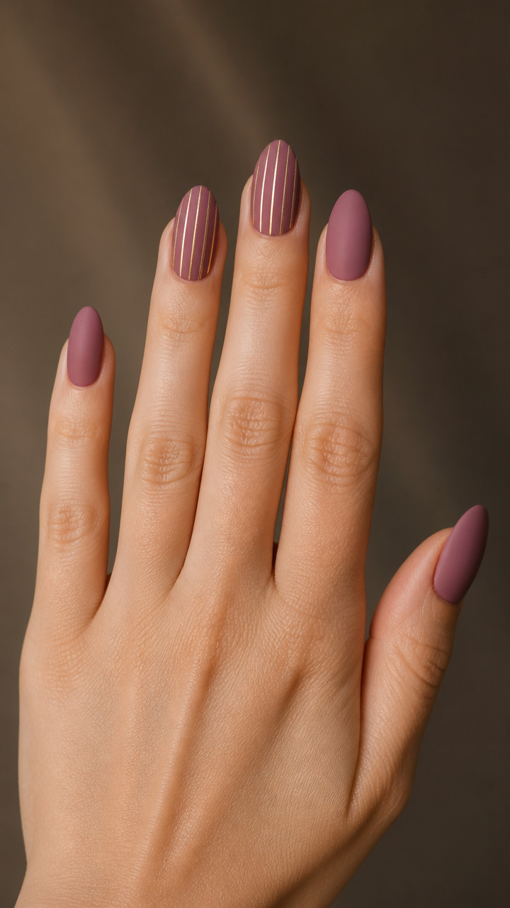Mauve Matte with Gold Micro-Stripes
