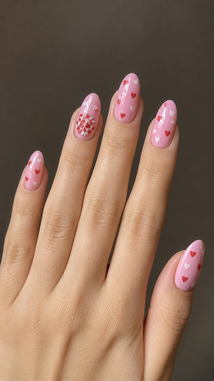 Candyfloss Pink with Tiny Heart Decals