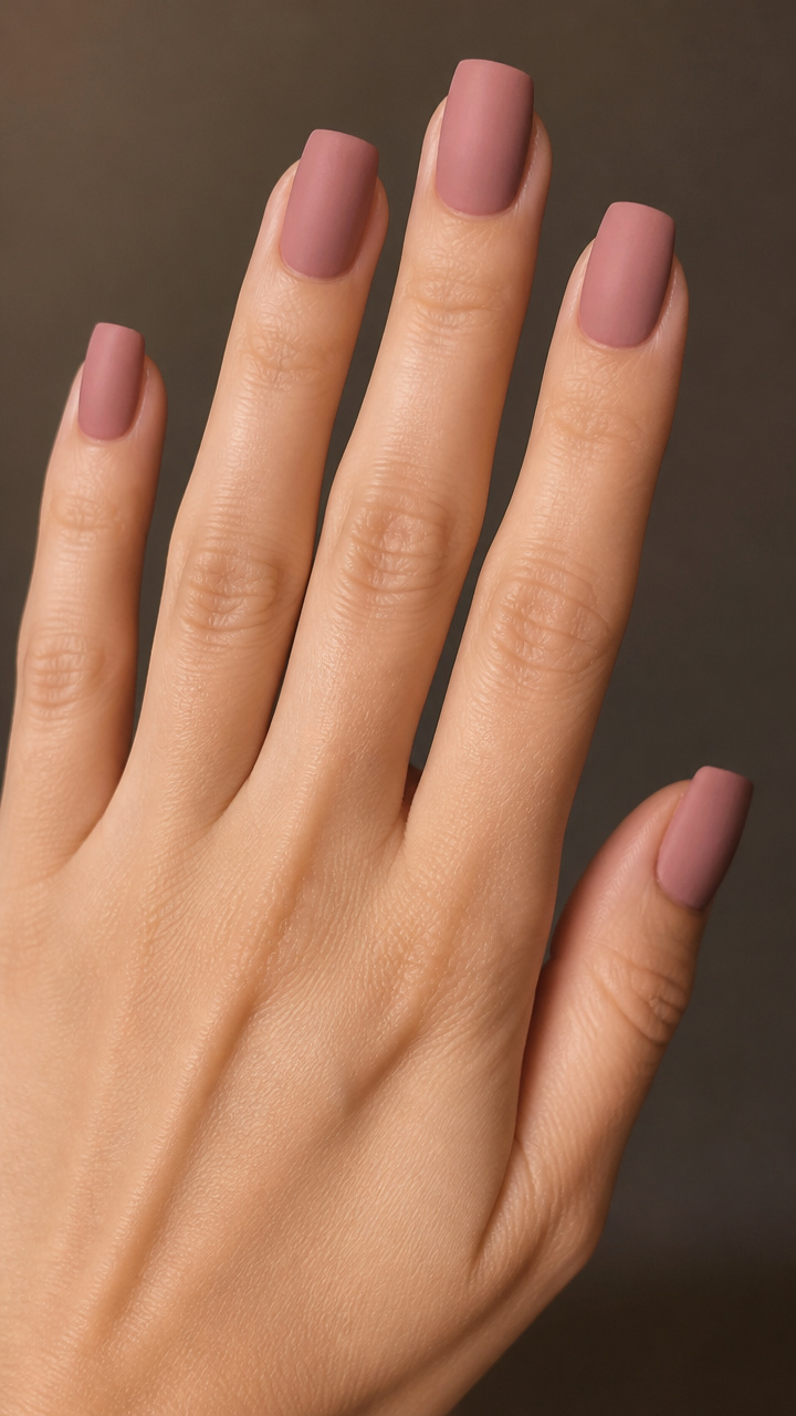 Dusty Rose Matte Square Manicure