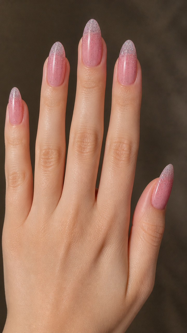 Frosted Pink Ombre with Silver Micro Glitter