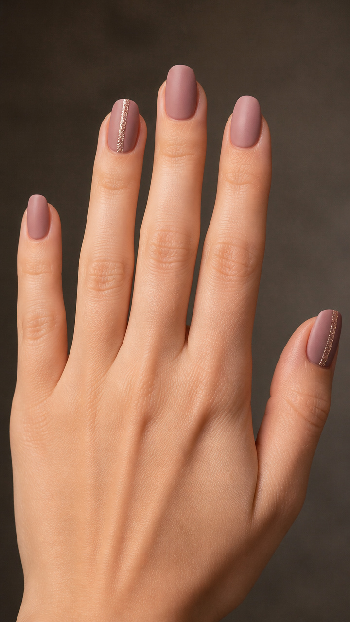 Mauve Matte with Single Glitter Stripe