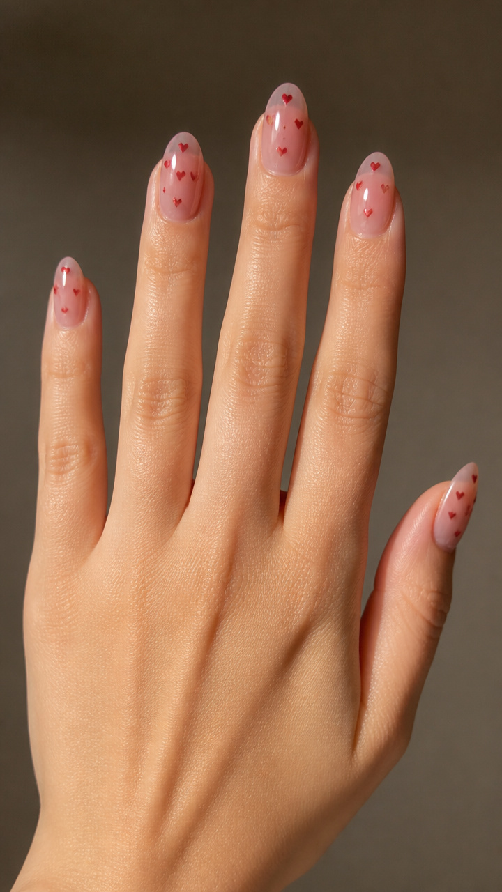 Sheer Pink with Floating Heart Illusion