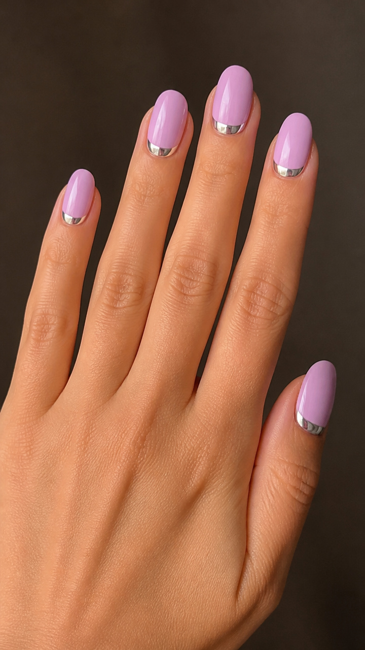 Soft Lilac Pink with Chrome Half-Moons