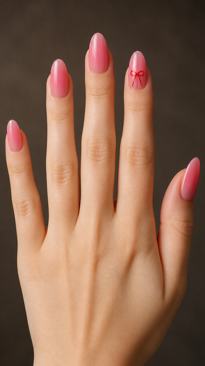 Pink Ombre with Tiny Bow Accents