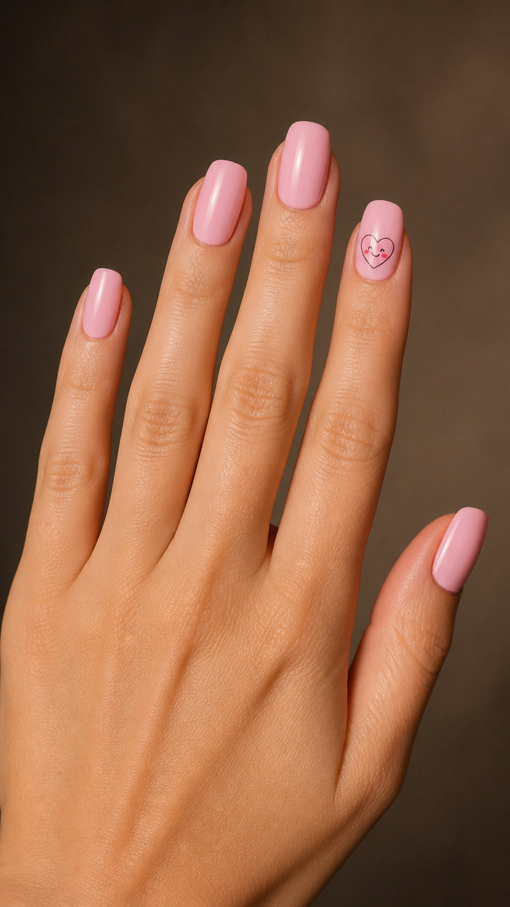 Soft Pink Base with Smiling Heart Accents