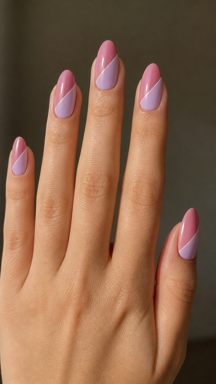 Two-Tone Pink with Diagonal Line Design