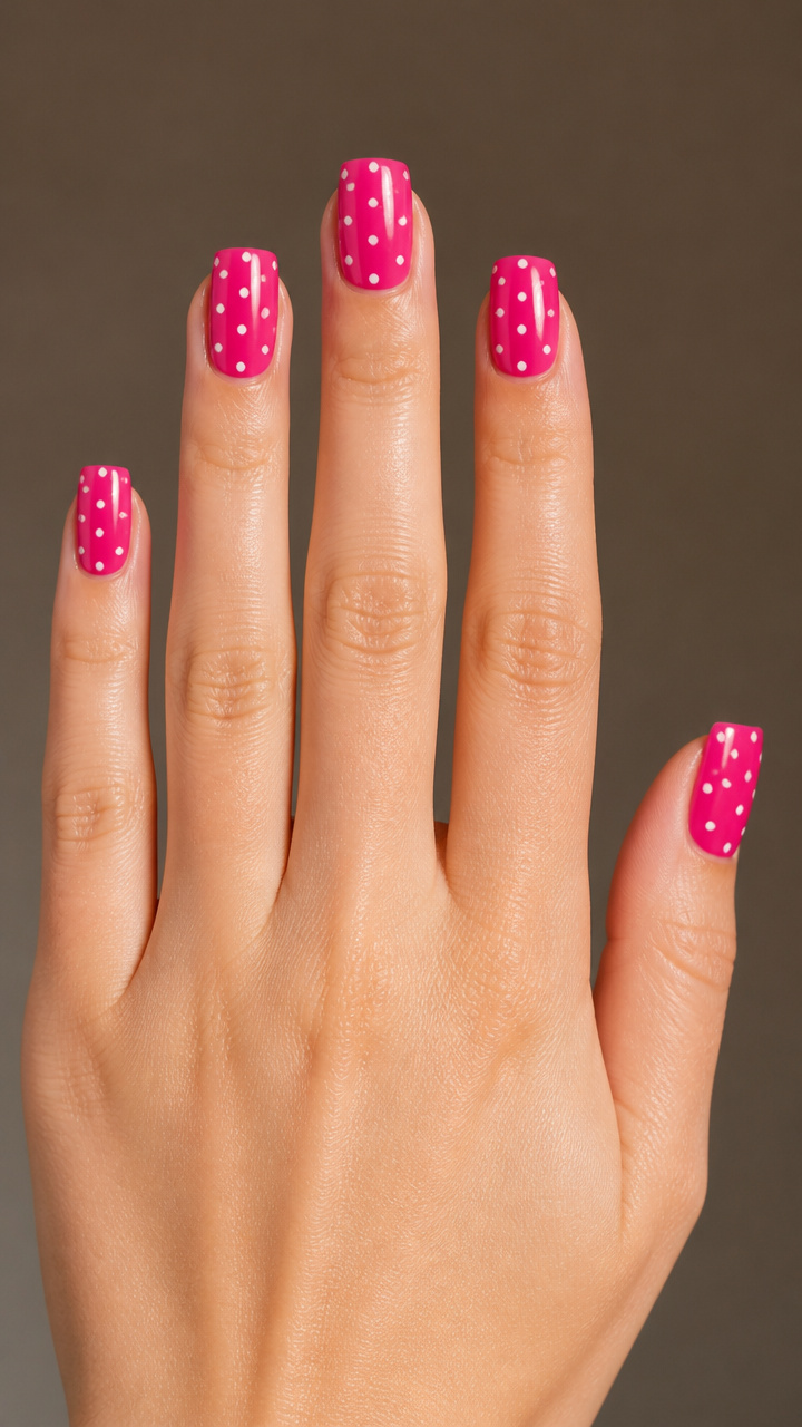 Glossy Fuchsia with Mini Polka Dots