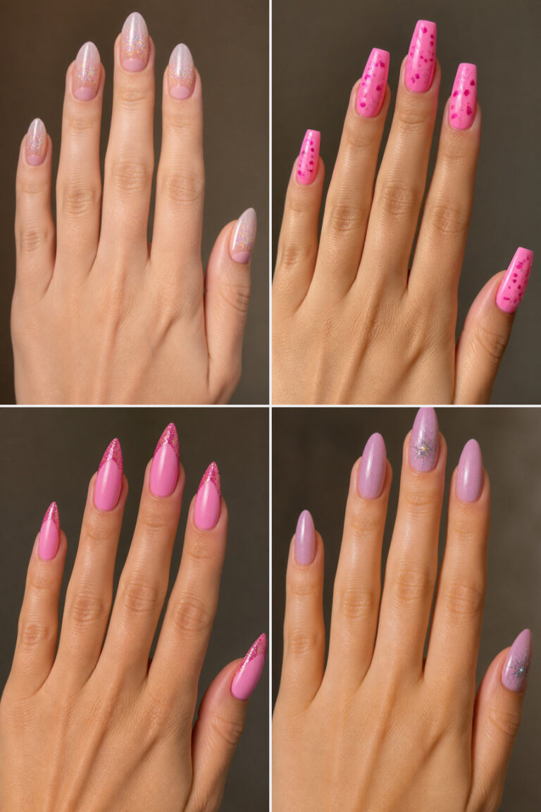 15 Pink Valentine’s Nails With Glitter